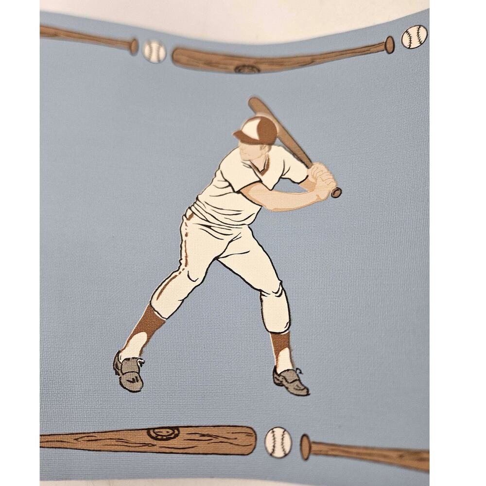 Vintage blue baseball theme Wall Paper border - Picture 4 of 5